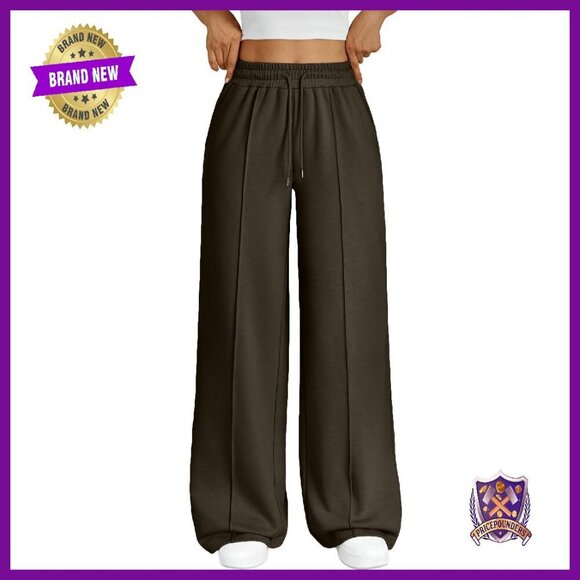 Pants - Wide Leg Sweatpants Barrel Fit Polyester Cotton Drawstring Pockets